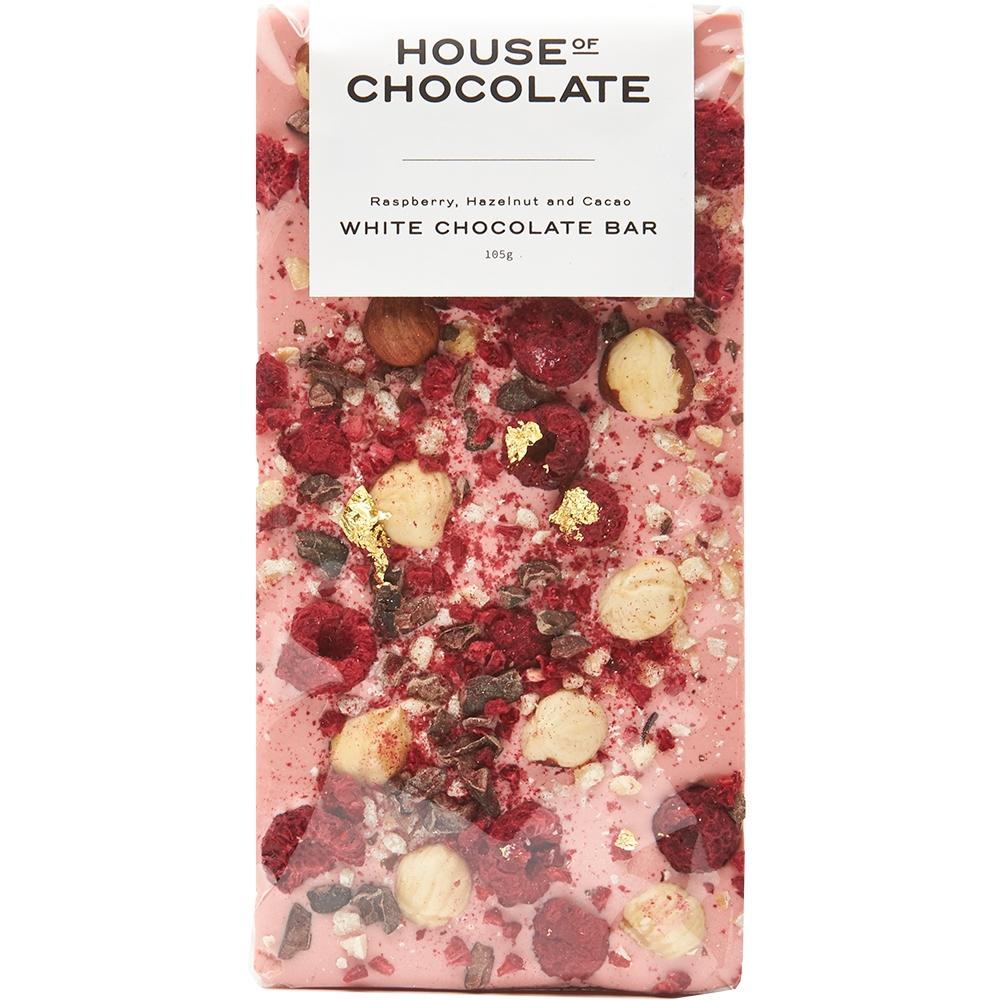 Freeze Dried Raspberry, Hazelnut & Cacao Nib White Chocolate Bar - Brooklyn Flowers