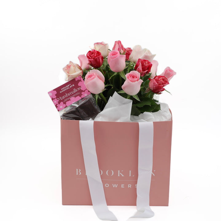 I Love You Mum Pink Rose posy & FREE Gift