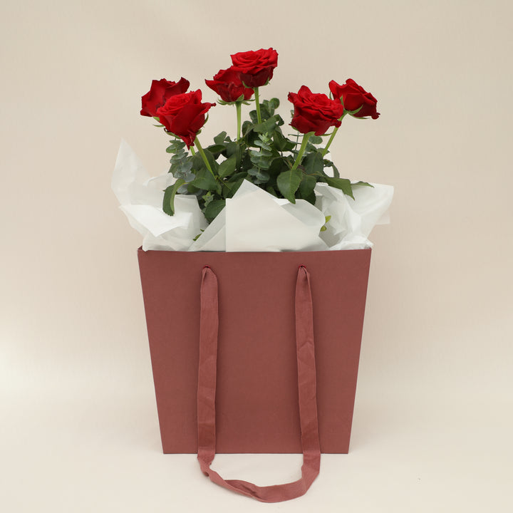 Lux Red Rose Bliss Bag & Glass Vase