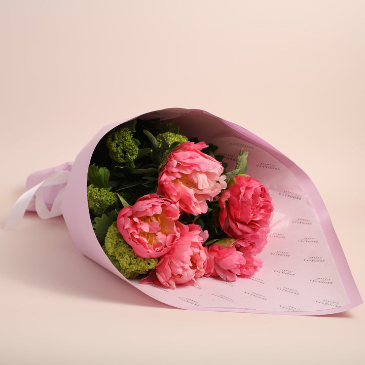 Coral Peony Bouquet - Brooklyn Flowers
