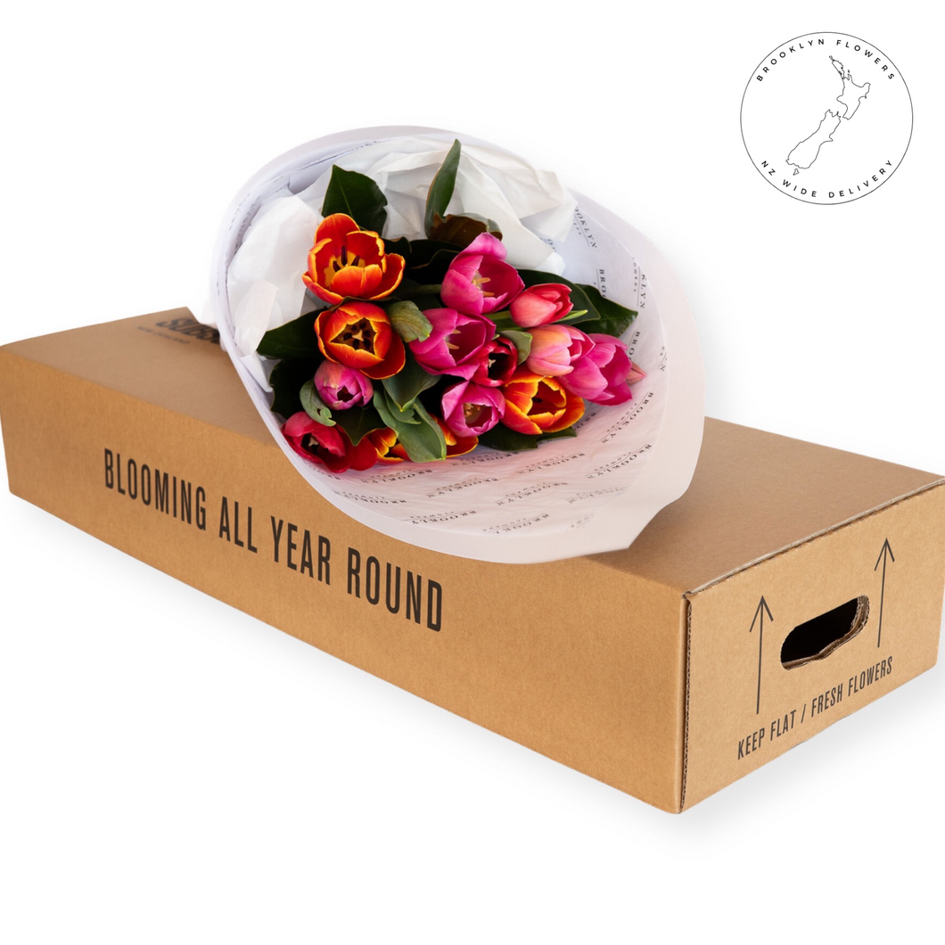 Pink & Orange Tulip Bouquet Box