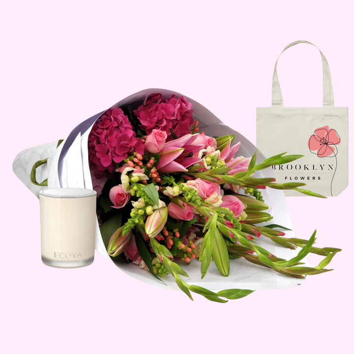 Mothers's Day Bouquet & Ecoya Candle Gift Package
