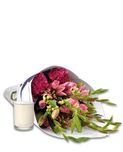 Bouquet & Ecoya Candle Gift Package - Brooklyn Flowers