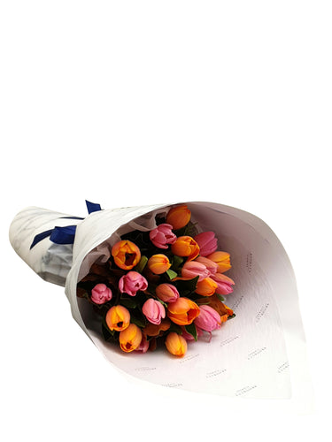 Mixed Pink & Orange Tulip Bouquet - Brooklyn Flowers