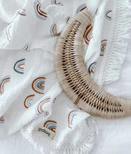 Load image into Gallery viewer, MUSLIN FRINGE SWADDLE - RAINBOW
