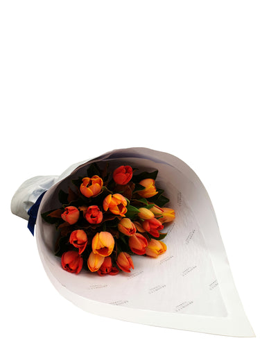 Mixed Orange & Red Tulip Bouquet - Brooklyn Flowers