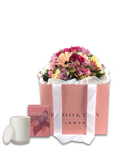 The Love Posy Bag & Ecoya Candle Gift Package & FREE vase - Brooklyn Flowers