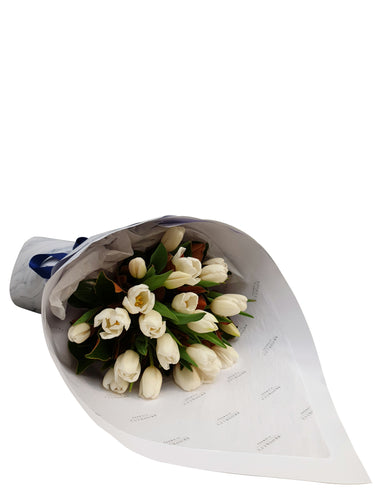 White Tulip Bouquet - Brooklyn Flowers