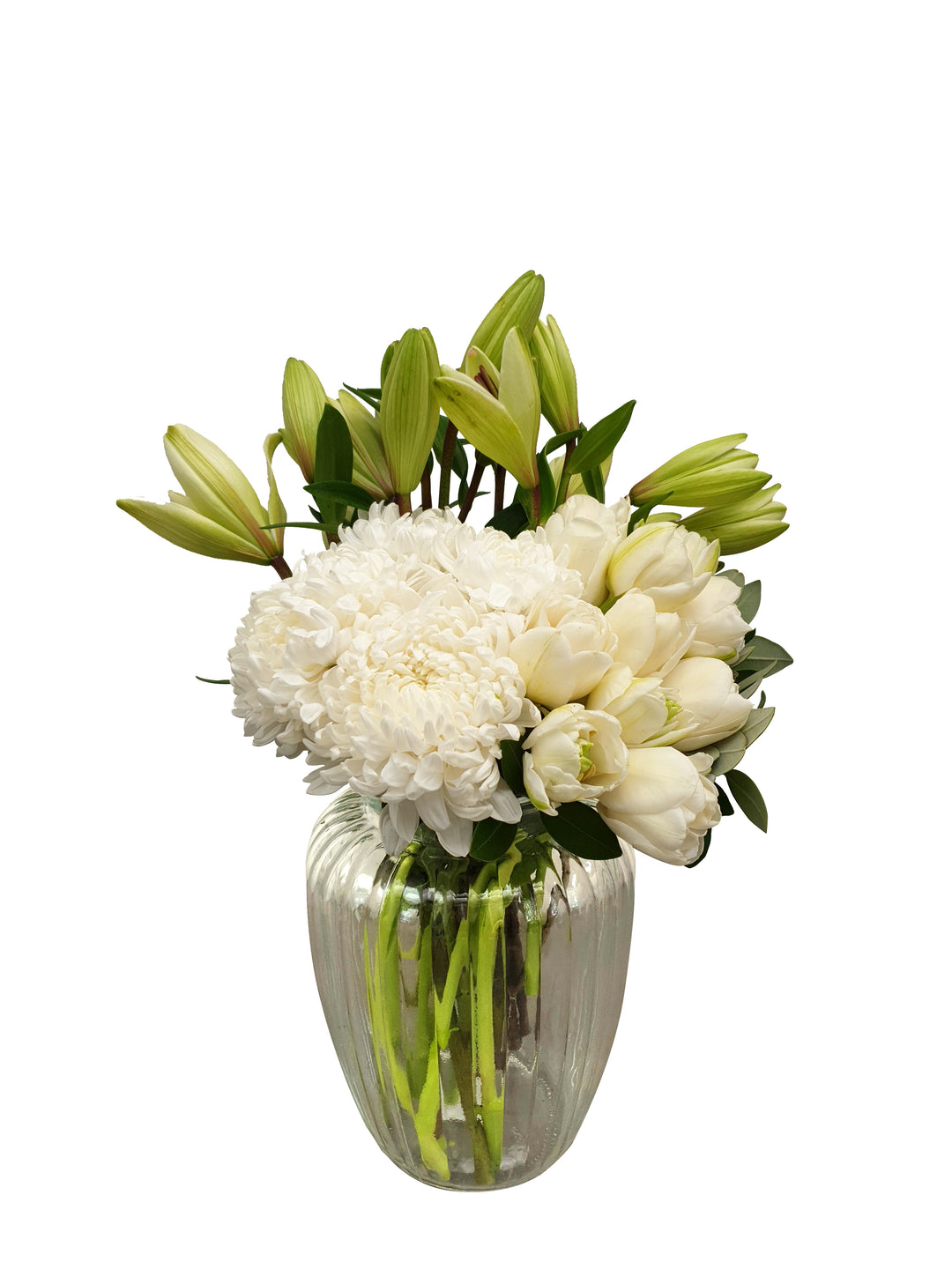 White Vase Arrangement - Brooklyn Flowers