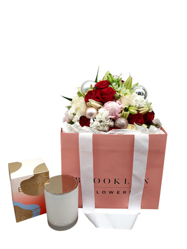 Festive Posy Gift Package + FREE Vase - Brooklyn Flowers